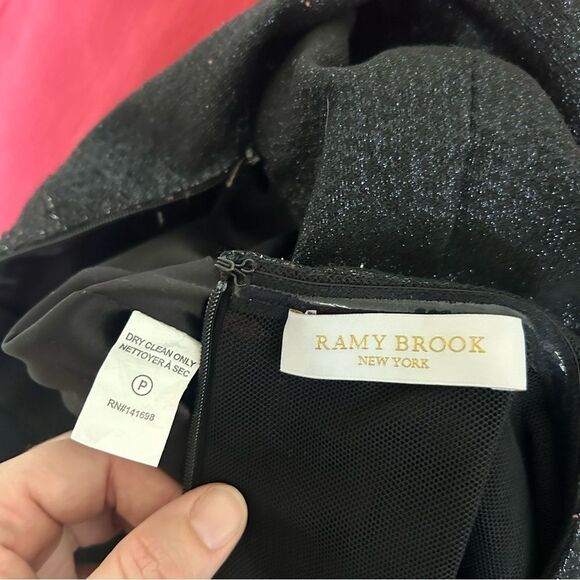 Ramy Brooks Shimmery Black Fitted Strapless Mini Dress Women's P excellent prewo - Picture 7 of 8